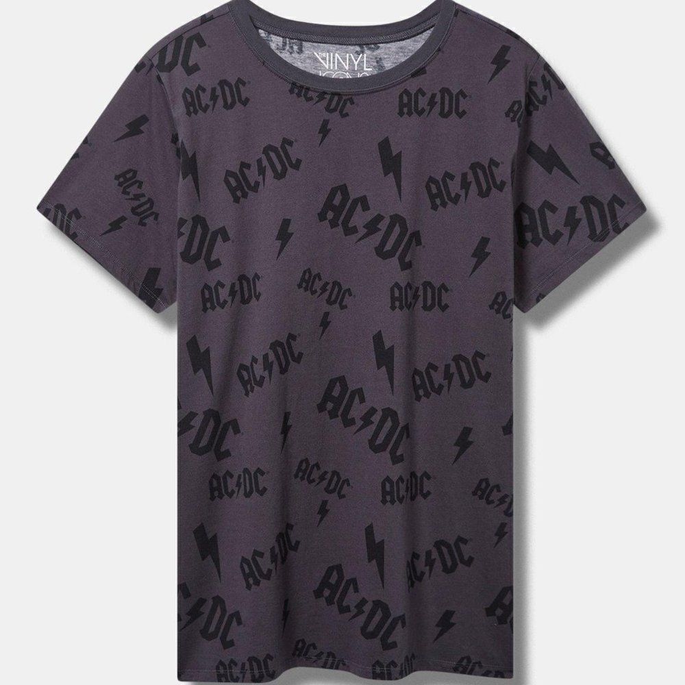 Torrid 3 ACDC Classic Fit Cotton All Over Print Crew Tee  NEW